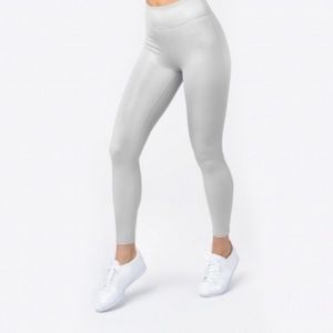 TLF Diamond High Waisted Workout Leggings Silver Chrome XS NWT